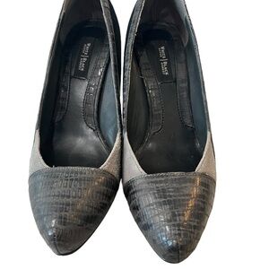 WHBM ‘Nora’ Black/Gray Color Block Heels, Size 7M